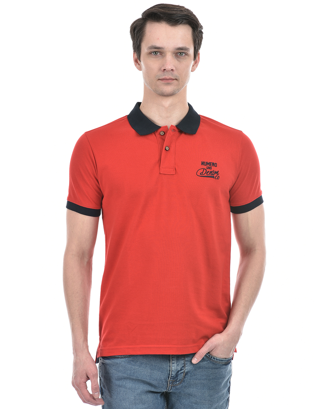 Numero Uno Men Color Block Red T-Shirt